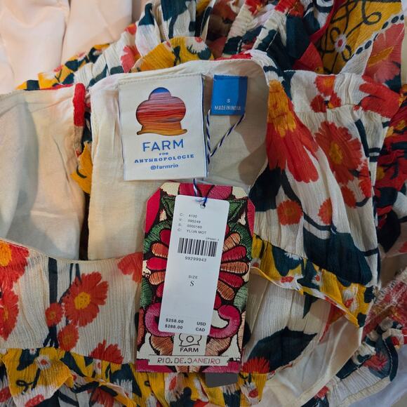 Farm Rio for Anthropologie Puff-Sleeve Fitted Mini-Dress NWT sz S Floral Ruffled - Picture 6 of 12